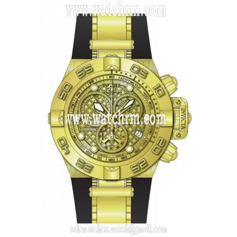 Invicta Subaqua Chronograph Gold Dial Black Polyurethane Men's Watch 16144