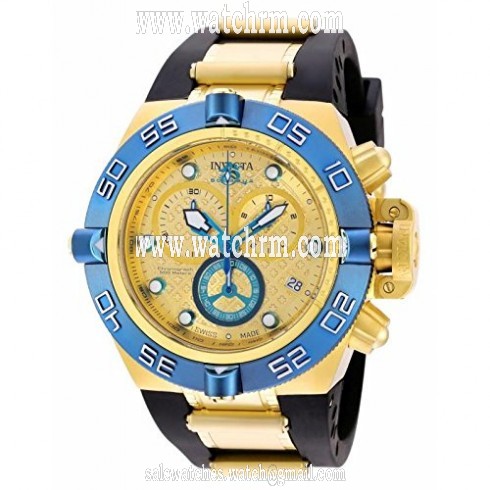 Invicta Subaqua Chronograph Gold Dial Black Polyurethane Men's Watch 16983