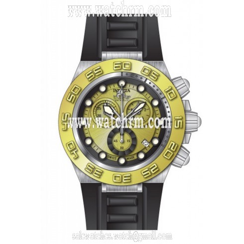 Invicta Subaqua Chronograph Gold Dial Black Polyurethane Watch 15577
