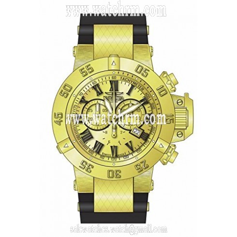 Invicta Subaqua Chronograph Gold Dial Black Silicone Men's Watch 16875