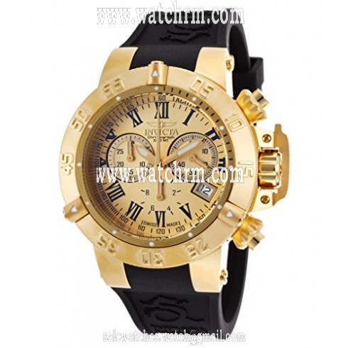 Invicta Subaqua Chronograph Gold Dial Black Silicone Men's Watch 16881