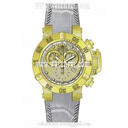 Invicta Subaqua Chronograph Gold Dial White Leather Men's Watch 80538