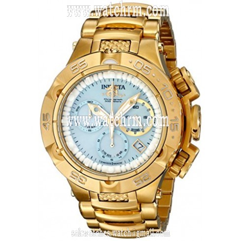Invicta Subaqua Chronograph Light Blue Mother of Pearl Dial Gold-plated Ladies Watch 17223