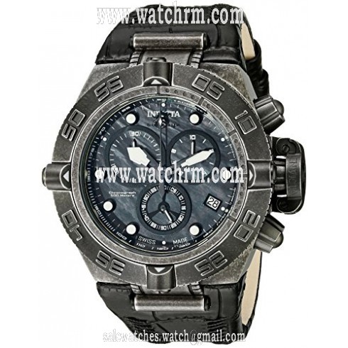 Invicta Subaqua Chronograph Mother of Pearl Dial Black Leather Men's Watch 18447