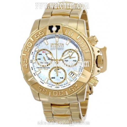 Invicta Subaqua Chronograph Mother of Pearl Dive Gold-plated Men's Watch 15129