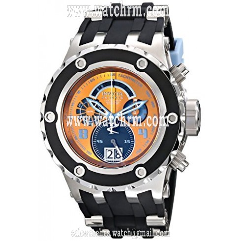 Invicta Subaqua Chronograph Orange Dial Black Silicone Men's Watch 16253