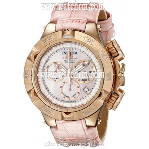 Invicta Subaqua Chronograph Pink Mother of Pearl Dial Pink Leather Ladies Watch 17230