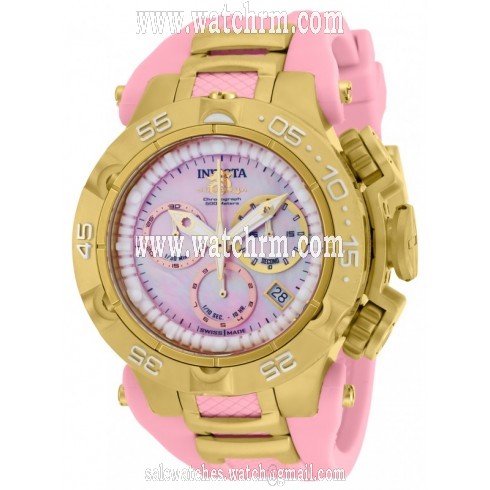 Invicta Subaqua Chronograph Pink Mother of Pearl Dial Pink Polyurethane Ladies Watch 17236