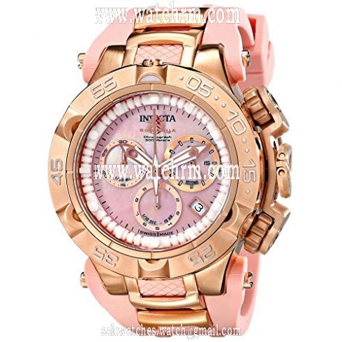 Invicta Subaqua Chronograph Pink Mother of Pearl Dial Pink Silicone Ladies Watch 17241