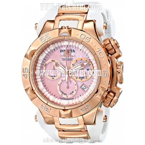 Invicta Subaqua Chronograph Pink Mother of Pearl Dial White Silicone Ladies Watch 17240