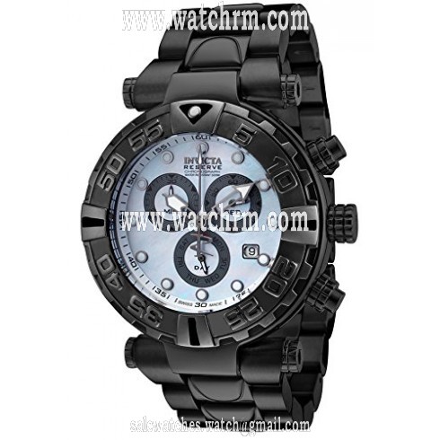 Invicta Subaqua Chronograph Platinum Mother of Pearl Dial Black Ion-plated Men's Watch 17686