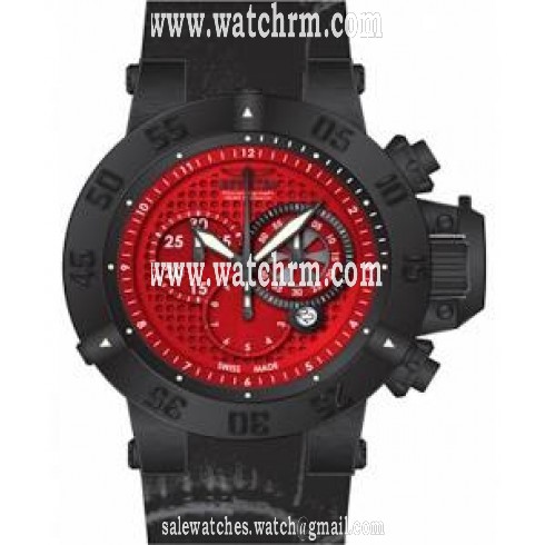 Invicta Subaqua Chronograph Red Dial Black Leather Men's Watch 80659