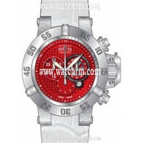 Invicta  Subaqua Chronograph Red Dial White Leather Men's Watch 80661