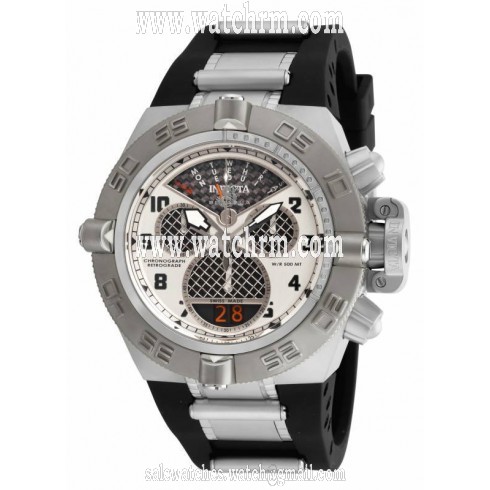 Invicta Subaqua Chronograph Silver Dial Black Polyurethane Men's Watch 16308