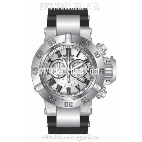 Invicta Subaqua Chronograph Silver Dial Black Silicone Men's Watch 16877