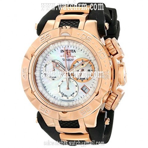 Invicta Subaqua Chronograph White Mother of Pearl Dial Black Silicone Ladies Watch 17238