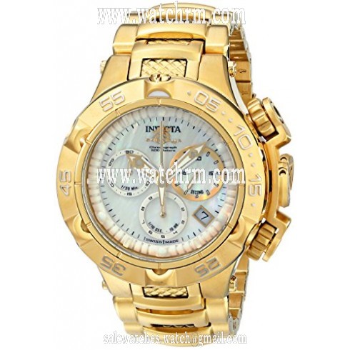 Invicta Subaqua Chronograph White Mother of Pearl Dial Gold-plated Ladies Watch 17222