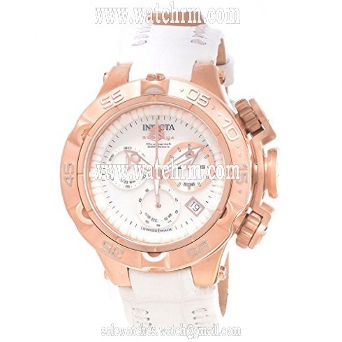 Invicta Subaqua Chronograph White Mother of Pearl Dial White Leather Ladies Watch 17229