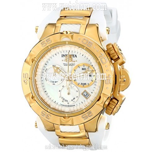 Invicta Subaqua Chronograph White Mother of Pearl Dial White Polyurethane Ladies Watch 17235