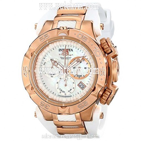 Invicta Subaqua Chronograph White Mother of Pearl Dial White Silicone Ladies Watch 17239