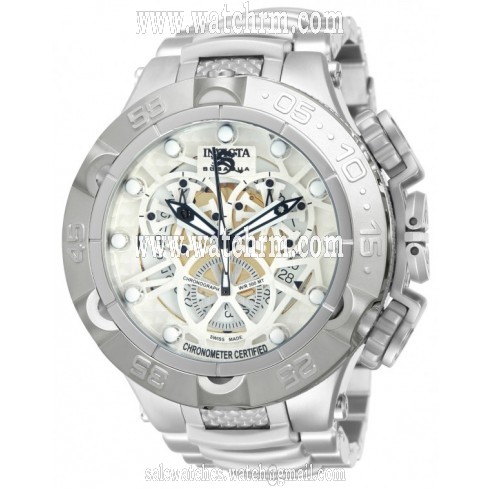 Invicta Subaqua Chronograph White Skeleton Dial Stainless Steel Men's Watch 12904