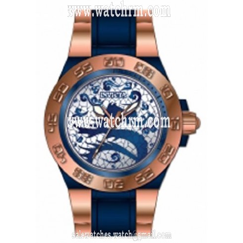 Invicta Subaqua Dragon Dynasty Blue and White Dial Rose Gold Ion-plated Men's Watch 11548