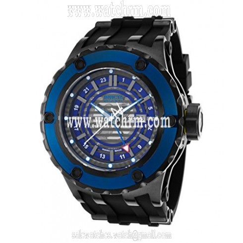 Invicta Subaqua GMT Blue and Gunmetal Dial Black Silicone Rubber Men's Watch 16818