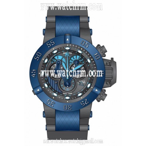 Invicta Subaqua Mechanical Chronograph Gunmetal Dial Grey Polyurethane Blue Ion-plated Men's Watch 18524