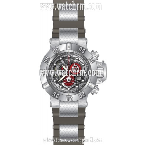 Invicta Subaqua Chronograph Silver Dial Grey Polyurethane Stainless Steel Men's Watch 18525