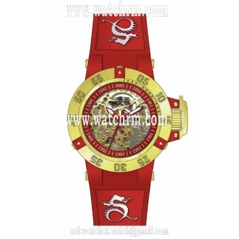 Invicta Subaqua Mechanical Red Skeleton Dial Red Silicone Ladies Watch 16790