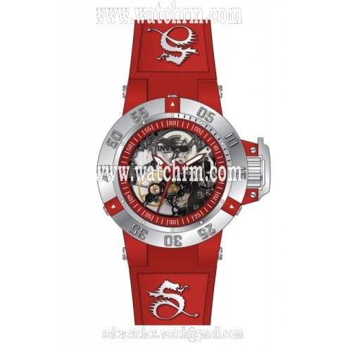 Invicta Subaqua Mechanical Red Skeleton Red Silicone Ladies Watch 17133