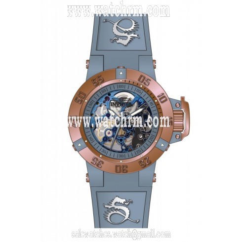 Invicta Subaqua Mechanical Rose Skeleton Blue Silicone Ladies Watch 17142