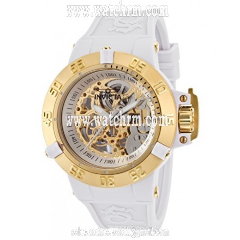 Invicta Subaqua Mechanical Silver Skeletal Dial White Silicone Men's Watch 16870