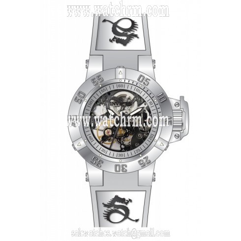 Invicta Subaqua Mechanical Silver Skeleton Silver Silicone Ladies Watch 17137