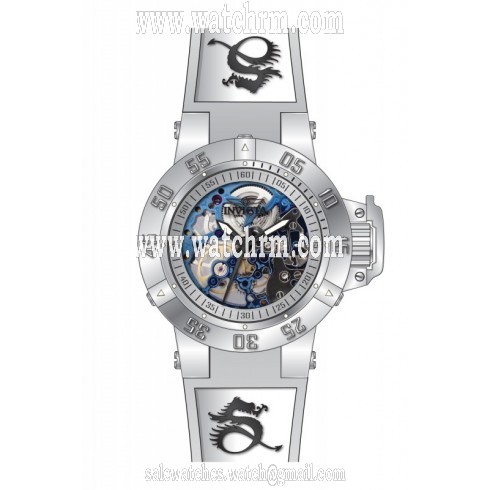 Invicta Subaqua Mechanical Silver Skeleton Silver Silicone Ladies Watch 17138