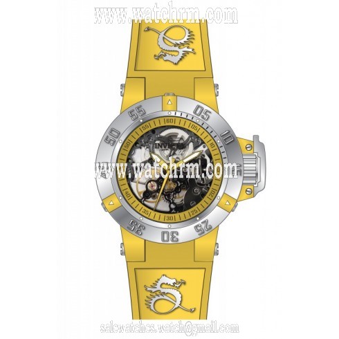 Invicta Subaqua Mechanical Yellow Skeleton Yellow Silicone Ladies Watch 17132