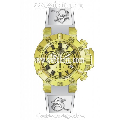 Invicta Subaqua Multi-function Gold Dial White Silicone Men's Watch 16880