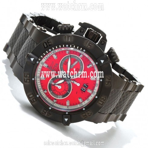 Invicta Subaqua Noma III Swiss Chronograph Red Dial Black PVD Men's Watch 10195