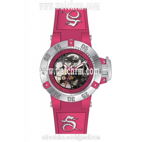 Invicta Subaqua Pink Skeleton Pink Silicone Ladies Watch 17128