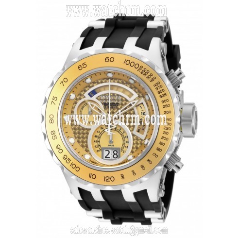 Invicta Subaqua Reserve Chronograph Gold Dial Black Polyurethane Men's Watch 18551
