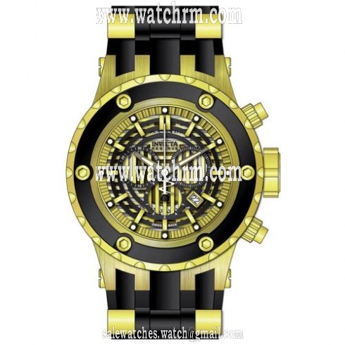 Invicta Subaqua Reserve Chronograph Gold Dial Black Rubber Men's Watch 16826