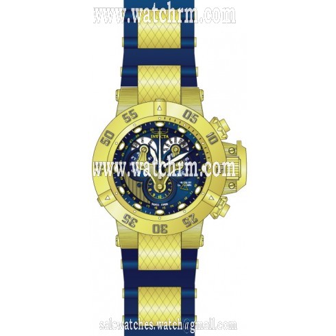 Invicta Subaqua Reserve Mechanical Chronograph Blue Dial Blue Polyurethane Gold-plated Men's Watch 18521