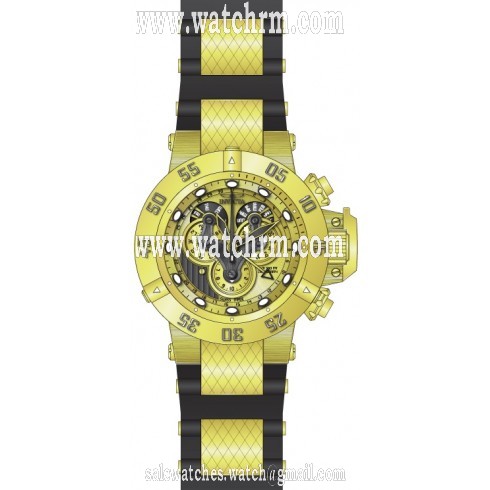 Invicta Subaqua Reserve Mechanical Chronograph Gold Dial Black Polyurethane Gold-plated Men's Watch 18520
