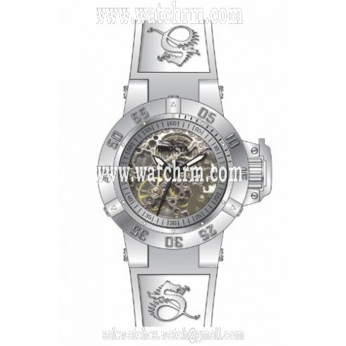Invicta Subaqua Silver Skeleton Dial White Silicone Ladies Watch 16869