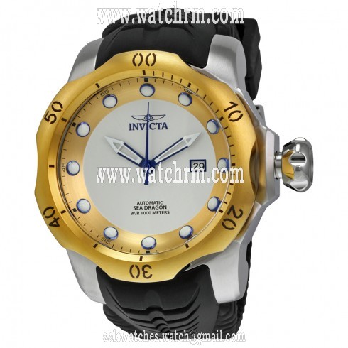 Invicta Venom Automatic Gold and Silver Dial Black Silicone Men's Watch 19312