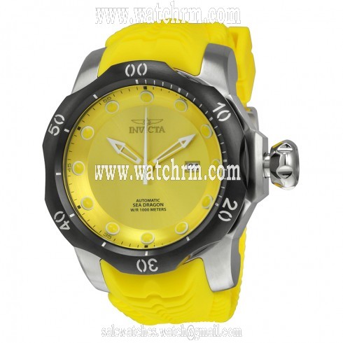Invicta Venom Automatic Yellow Dial Yellow Silicone Strap Men's Watch 19301