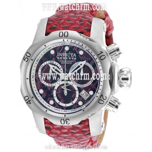 Invicta Venom  Chronograph Black and Red Dial Red Leather Ladies Watch 18309