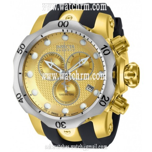 Invicta Venom Champagne Dial Black Polyurethane Gold Ion-plated Men's Watch 16151