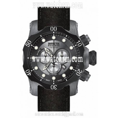 Invicta Venom Chronograph Antique Silver Dial Black Leather Men's Watch 15985