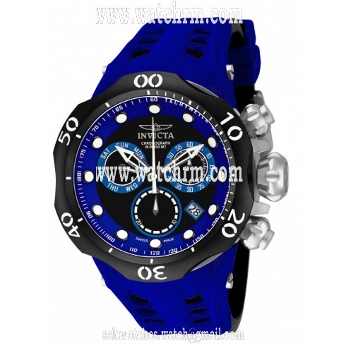 Invicta Venom Chronograph Black and Blue Dial Blue and Black Silicone Men's Watch 16988